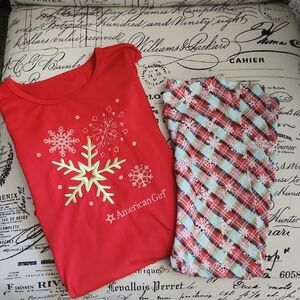 American Girl Red and White Snowflake Pajama Set